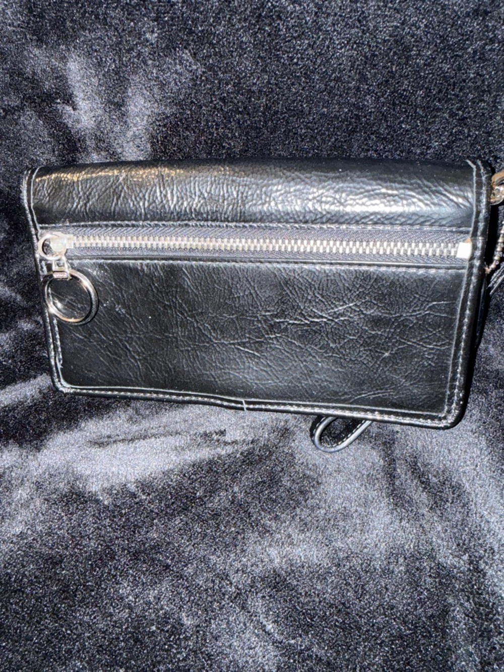 Coach Black Leather Wristlet Clutch with Zip Pocket Accents - Picture 6 of 11